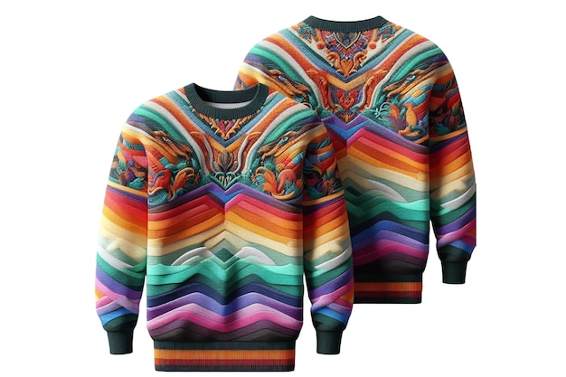 a colorful sweater with a colorful design on the front