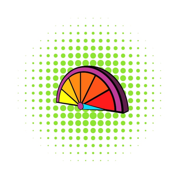 Colorful tachometer icon in comics style on a white background