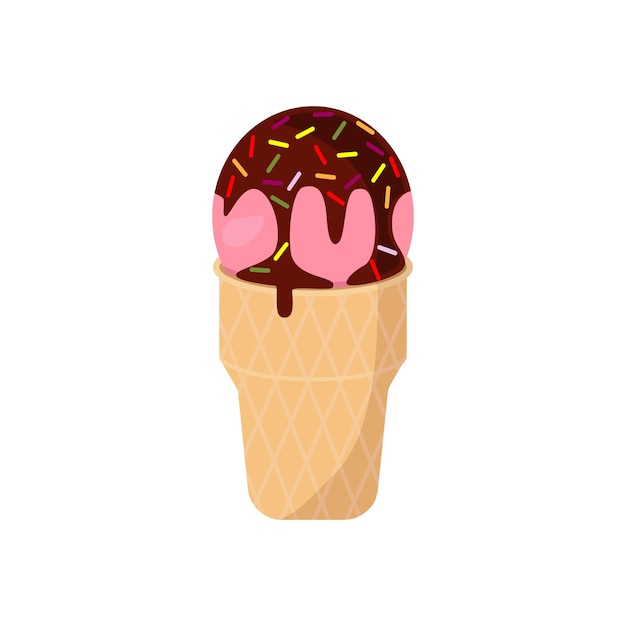 Colorful tasty isolated ice cream Vector Summer season fresh and beach food snack or cool down Milk chocolate and vanilla with fruit or candy