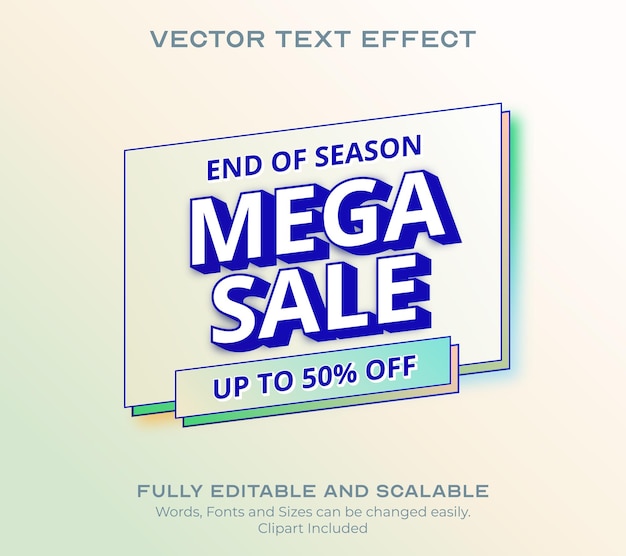 Colorful text effect retro style end of season sale banner