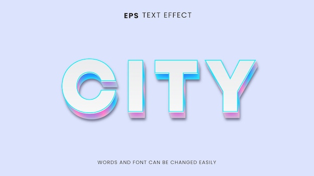 A colorful text effect with the title city effect Fully Editable Font