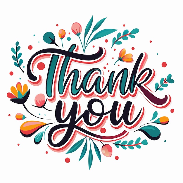 Vector colorful thank you card with floral design