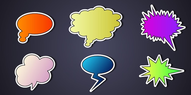 colorful thought bubble speech chat icon collection vector set communication bubbles sticker style