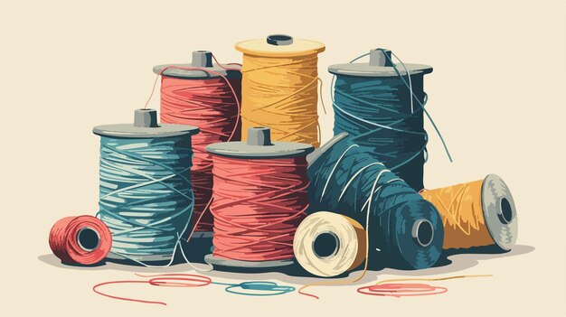 Vector colorful thread spools on light background vector style