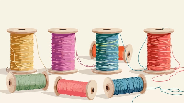 Vector colorful thread spools on light background vector style