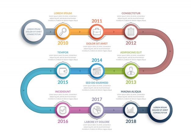 Colorful timeline infographics template 