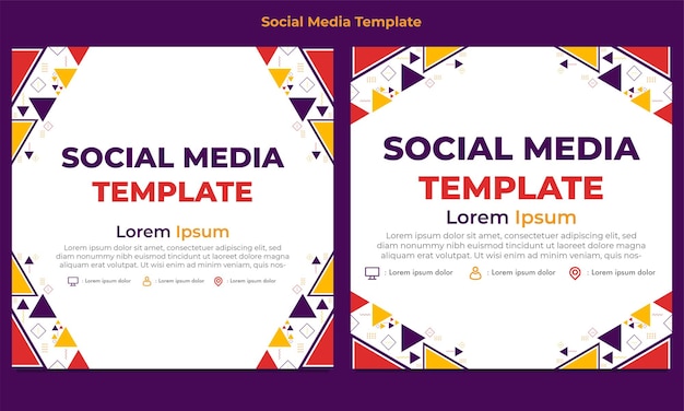 Colorful triangle geometric shape social media post template