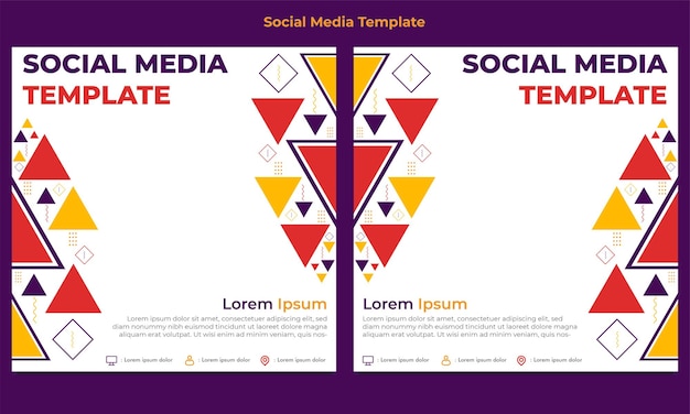 Colorful triangle geometric shape social media post template