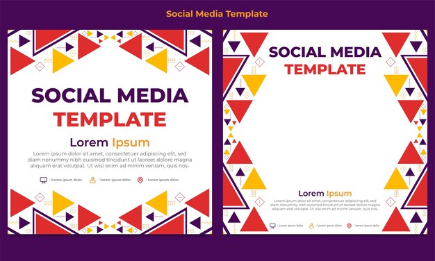 Colorful triangle geometric shape social media post template