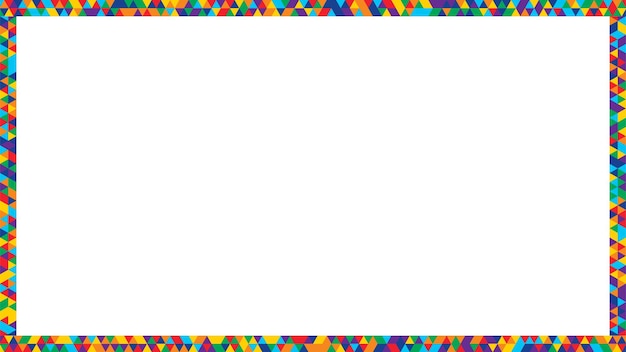 Vector colorful triangles frame rectangular in seven rainbow colors