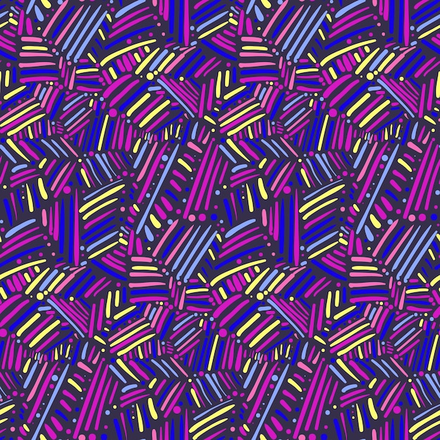 Colorful tribal hand drawn lines seamless pattern