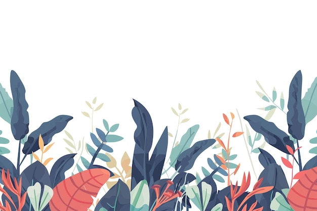 Colorful Tropical Foliage Border Vector illustration design