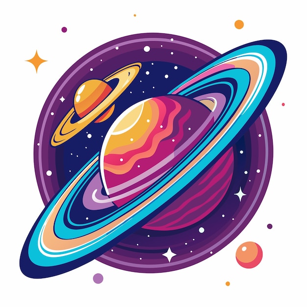 colorful tshirt retro illustration of galaxy