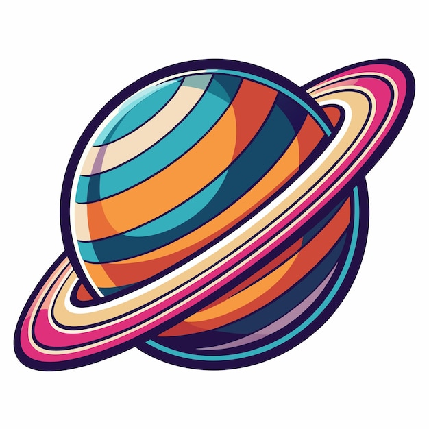 colorful tshirt retro illustration of saturn planet