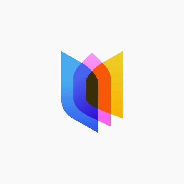 Colorful Tulip Flower Logo overlapping overlay color