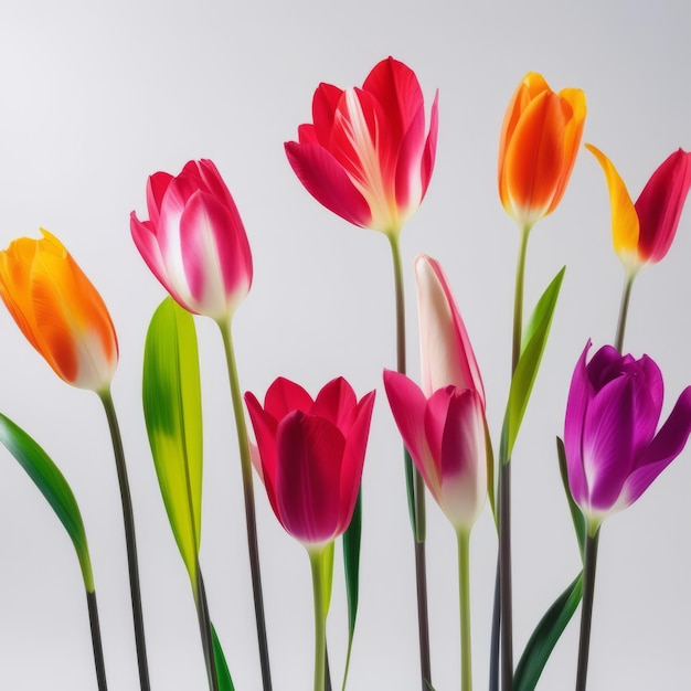 colorful tulips on white background colorful tulips on white background beautiful bouquet of co