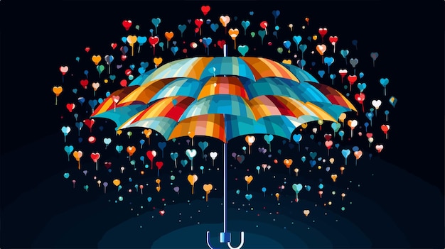 Vector colorful umbrella with fireworks stream vector illustration