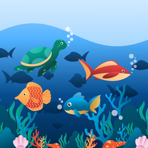 colorful underwater life illustration