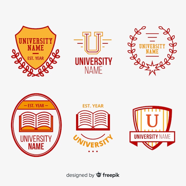 Colorful university logo collection with flat design