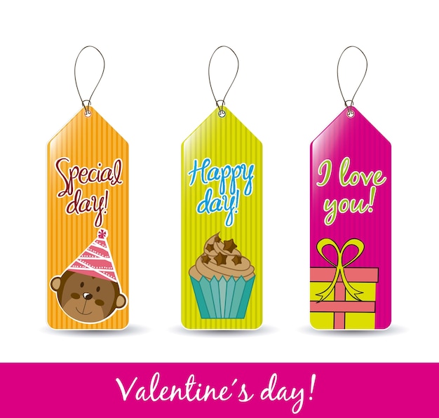 colorful valentines labels over white background vector