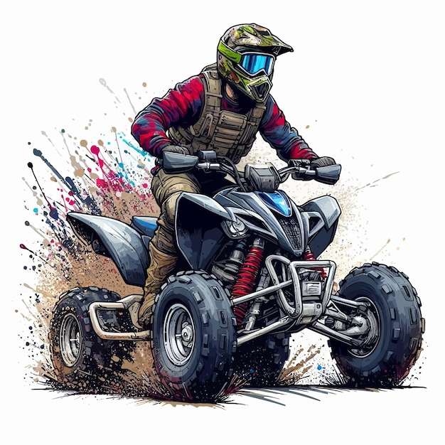 Colorful Vector Art Illustration of Fantastic ATV Motor