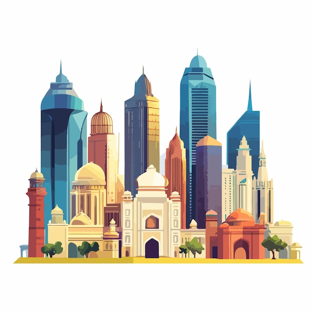 Colorful Vector Cartoon Illustration of Maharashtra Skyline