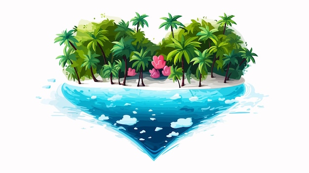 Vector colorful vector cartoon style tropical paradise background