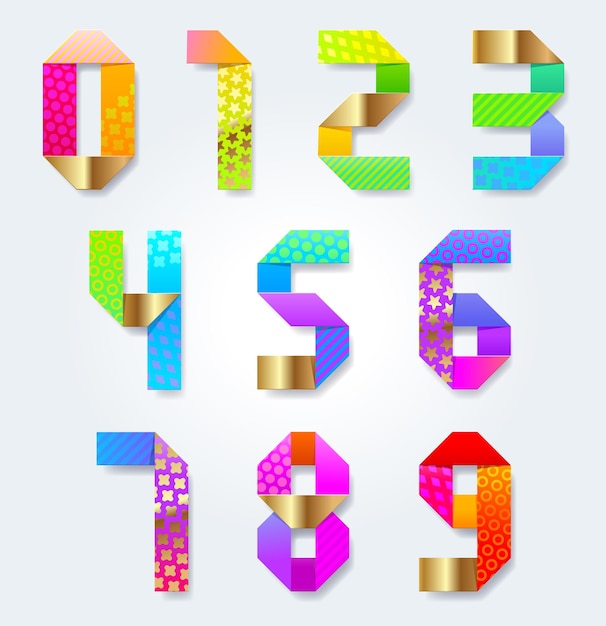 Colorful vector decorative paper numbers