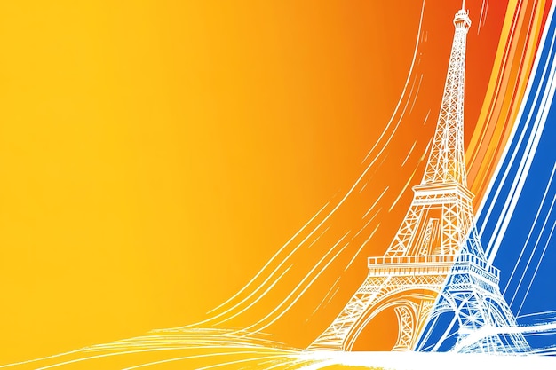 Colorful vector Eiffel Tower background with butterflies