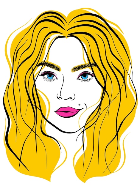 Colorful vector fashion woman portrait Beautiful illustration