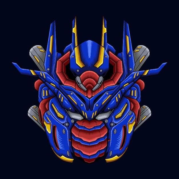 Colorful vector Gundam robot mecha blue design