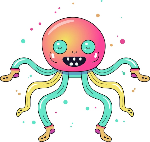 Colorful vector illustration of octopus