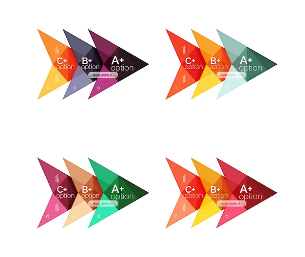 Colorful vector option banner arrow templates infographic backgrounds set for workflow layout diagram number options or web design