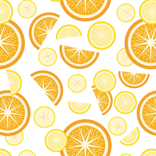 Colorful vector pattern with banana orange and lemon