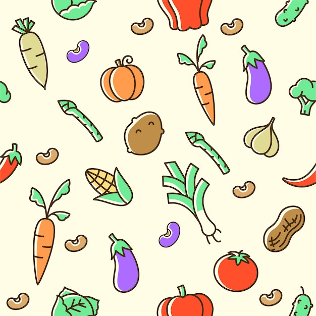 Colorful Vegetable Seamless Pattern 