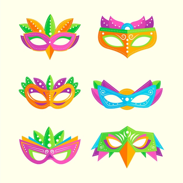 Colorful venetian carnival masks in 2d