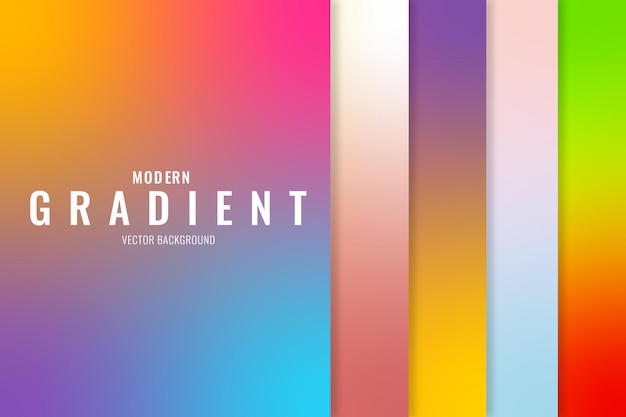 Colorful and vibrant abstract gradient background template set