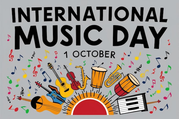 Colorful and vibrant illustration celebrating International Music Day