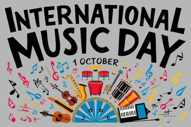 Vector colorful and vibrant illustration celebrating international music day