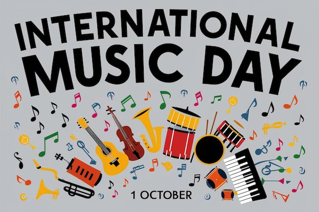 Colorful and vibrant illustration celebrating International Music Day