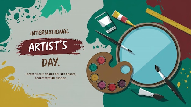 Colorful and vibrant illustration promoting INTERNATIONAL ARTISTS DAY