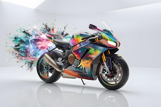 Vector colorful vibrant motorcycle isolated on white background vector art illustration