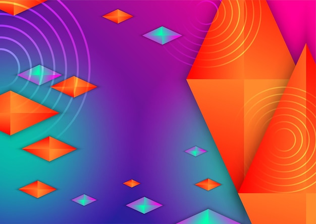 Colorful vivid vibrant gradient abstract background with geometric shapes