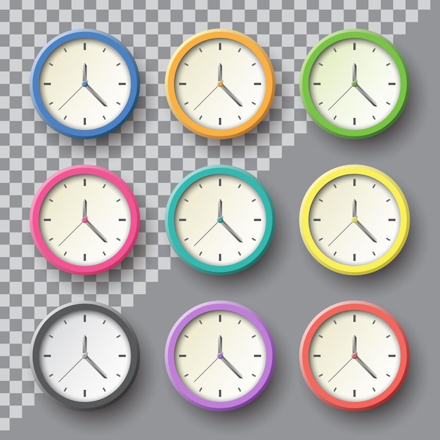 Colorful wall clock collection vector graphic