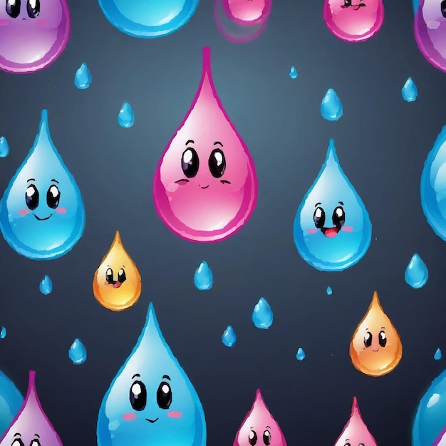 Colorful water drop with the word happy on it