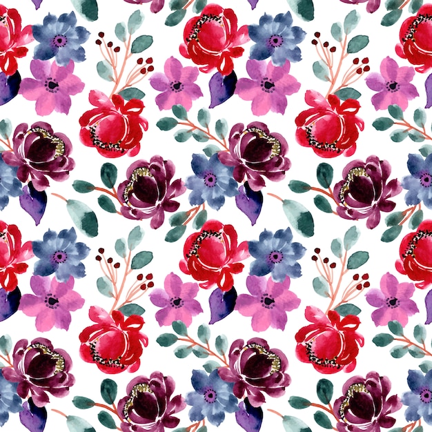 colorful watercolor floral seamless pattern