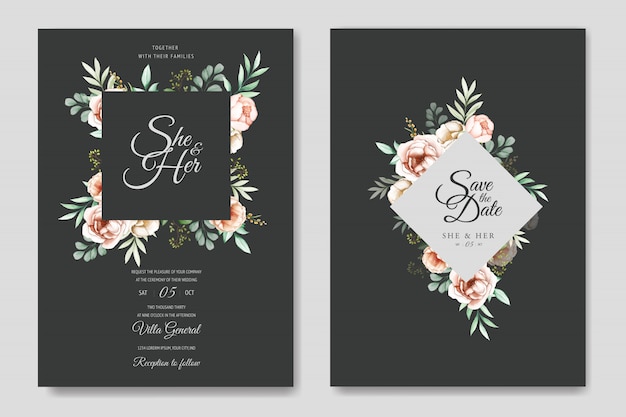 colorful watercolor floral wedding invitation template