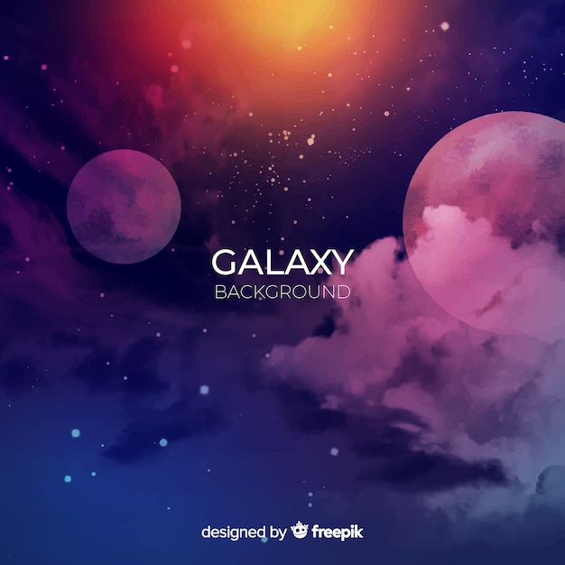 Colorful watercolor galaxy background