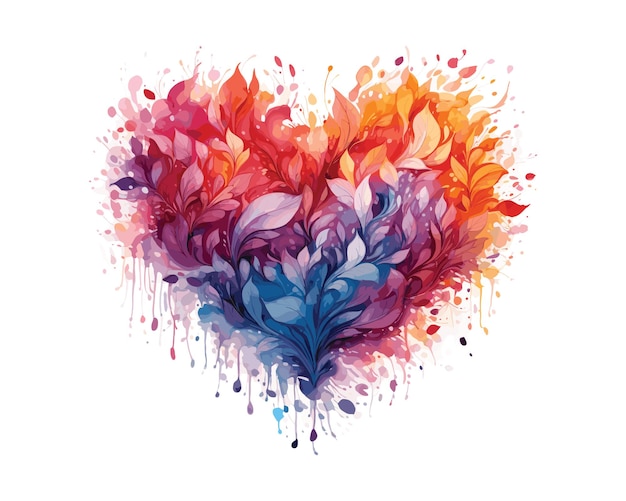 Colorful Watercolor Heart and Floral Butterfly Illustration