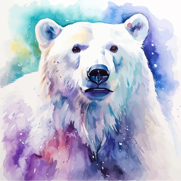 Colorful watercolor polar bear Vector illustration design